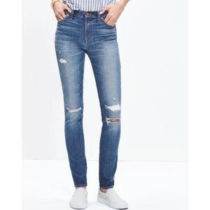 Madewell 9 inch High Rise Skinny‎ Jeans Distressed Blue Wash Size 30